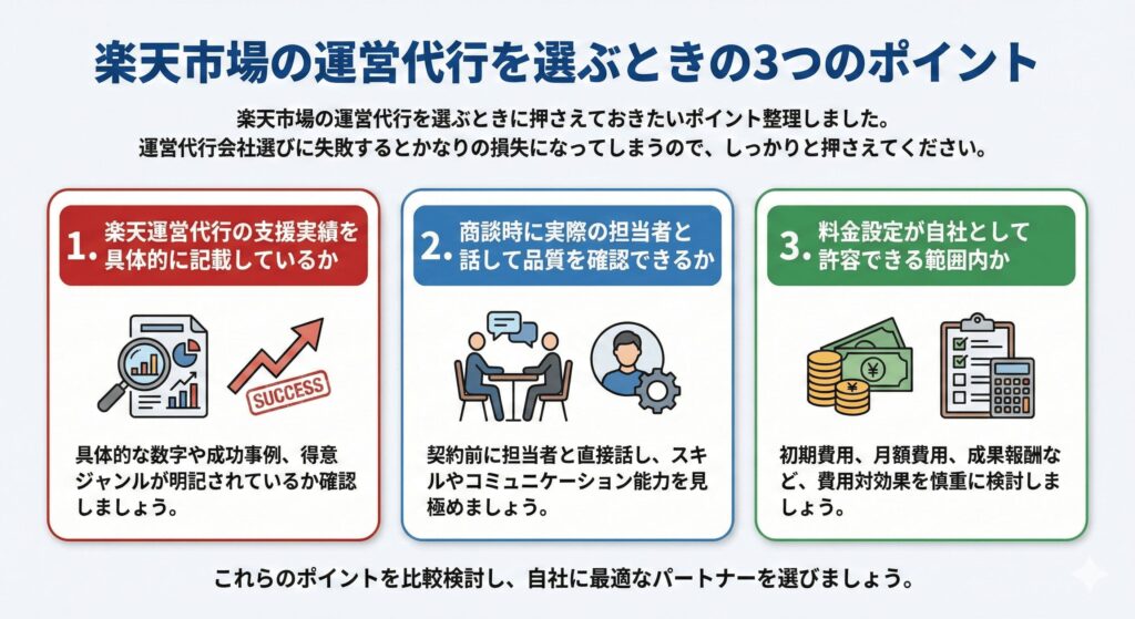 楽天市場の運営代行を選ぶときの3つのポイント