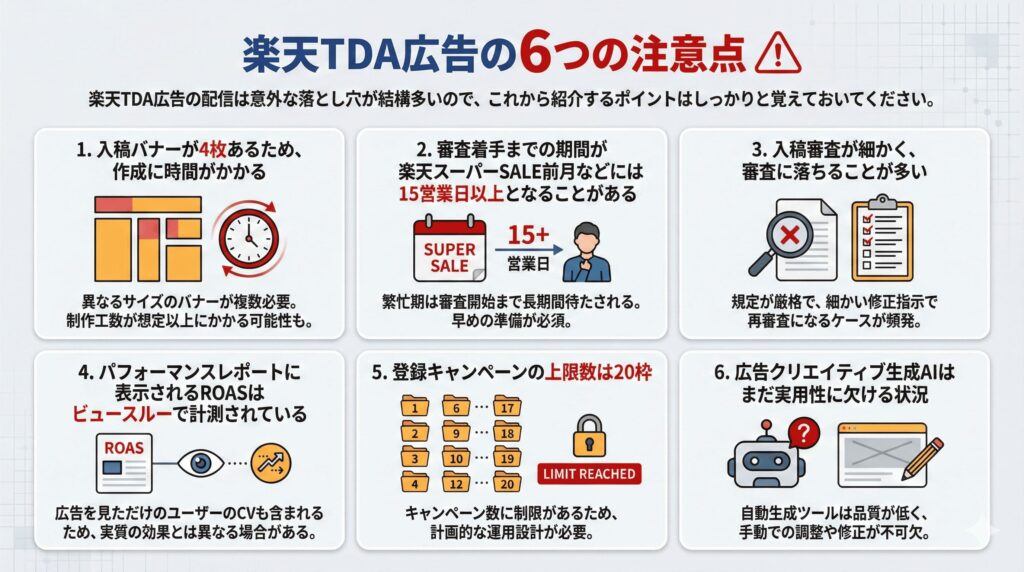 楽天TDA広告の6つの注意点
