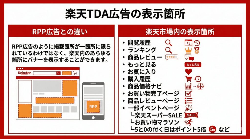 楽天TDA広告の表示箇所