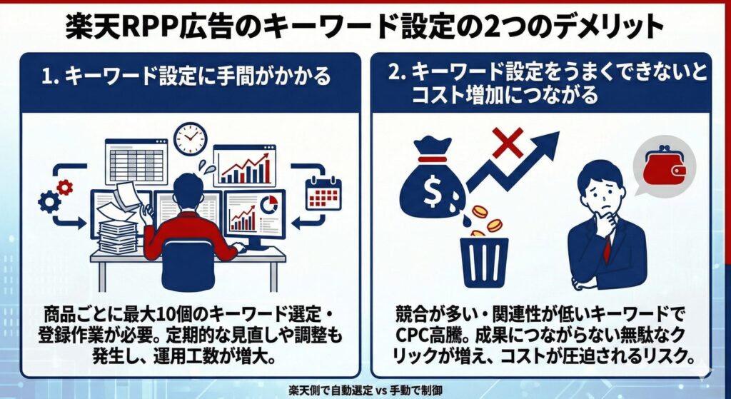楽天RPP広告のキーワード設定の2つのデメリット