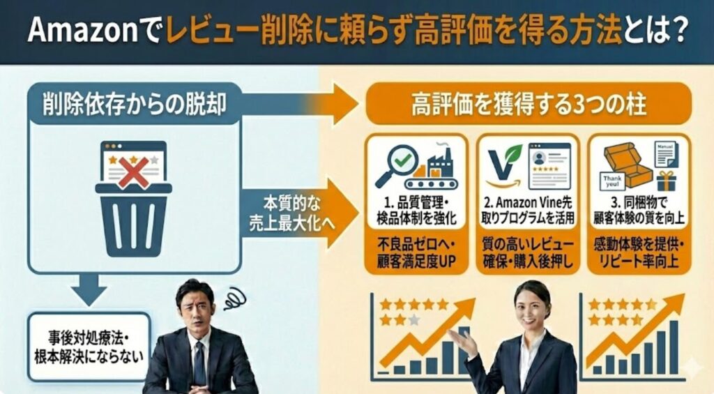 Amazonでレビュー削除に頼らず高評価を得る方法とは？