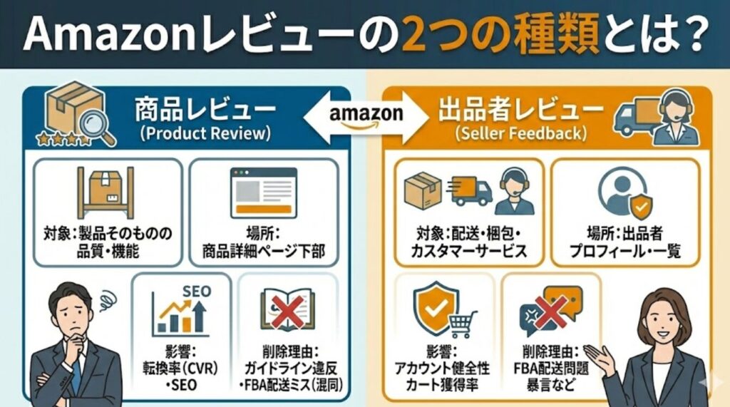 Amazonレビューの2つの種類とは？