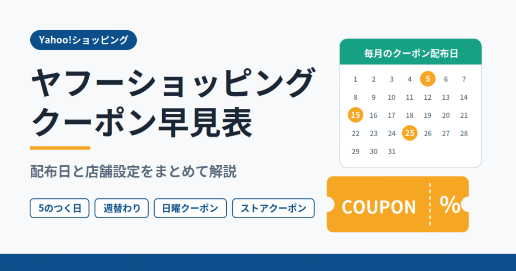 ヤフーショッピングクーポン早見表｜配布日と店舗設定