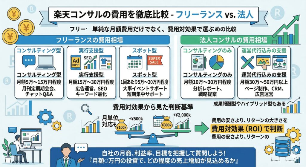 楽天コンサルのフリーランスと法人の費用を比較すると?