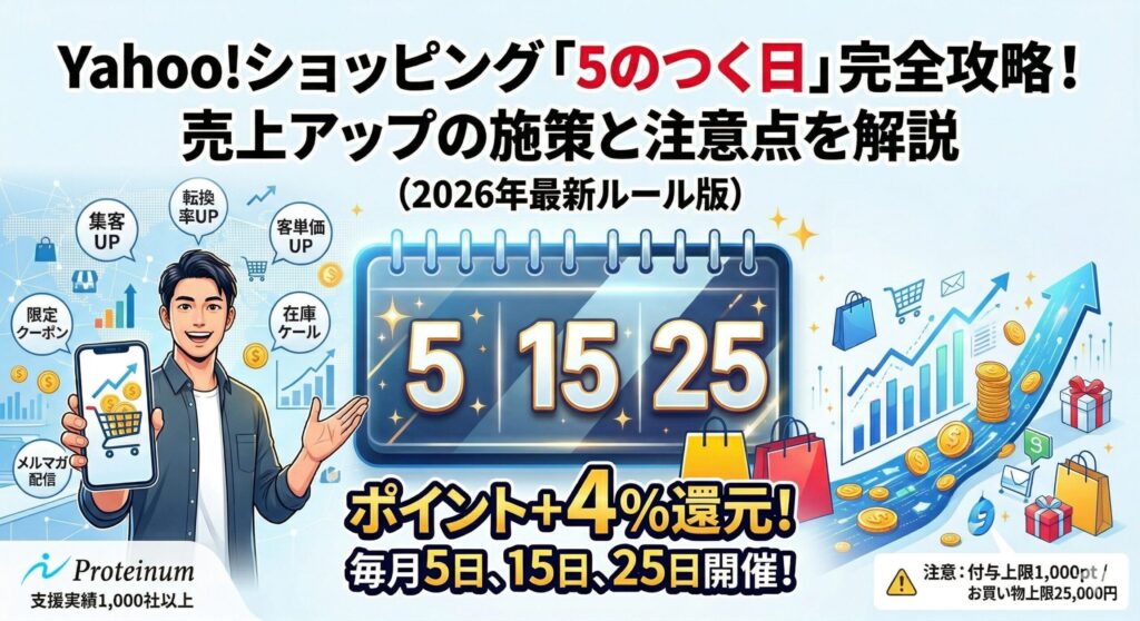 【出店者向け】Yahoo!ショッピング「5のつく日」完全攻略！売上アップの施策と注意点を解説