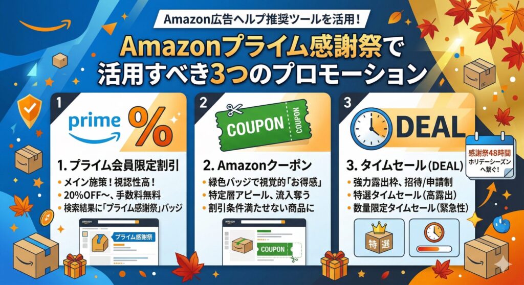 Amazonプライム感謝祭で活用すべき3つのプロモーション