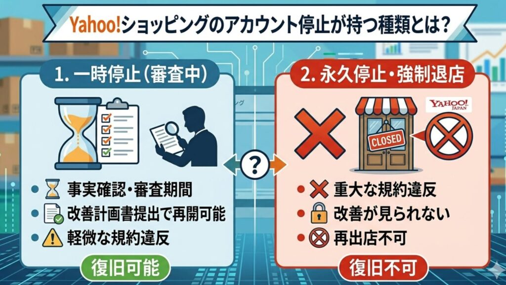 Yahooショッピングのアカウント停止が持つ種類とは?