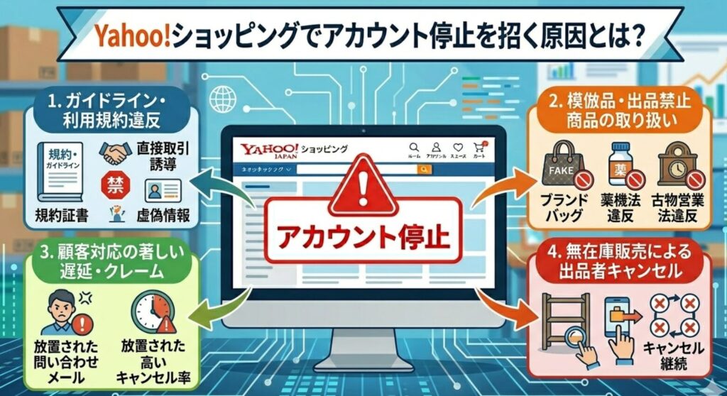 Yahoo!ショッピングでアカウント停止を招く原因とは?