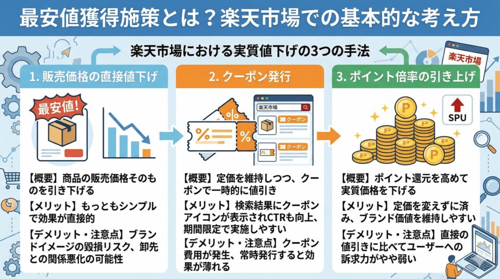 最安値獲得施策とは?楽天市場での基本的な考え方