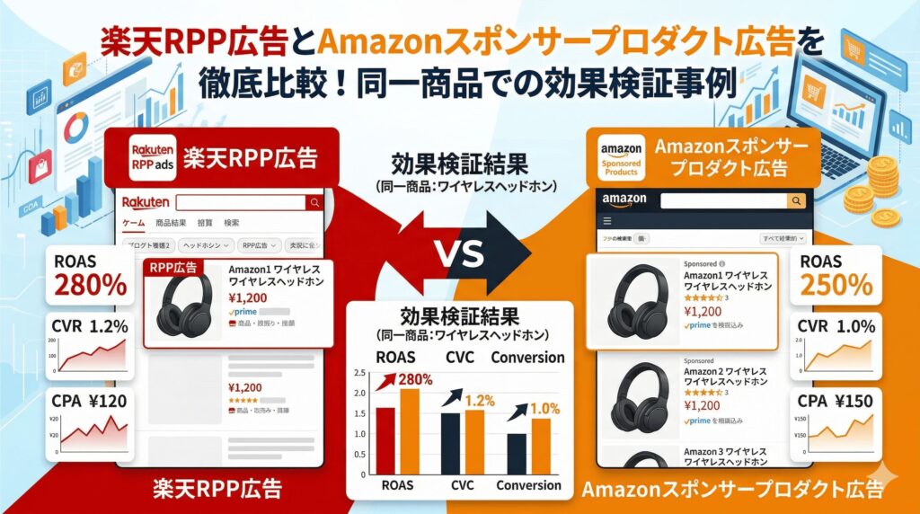 楽天RPP広告とAmazonスポンサープロダクト広告を徹底比較！同一商品での効果検証事例