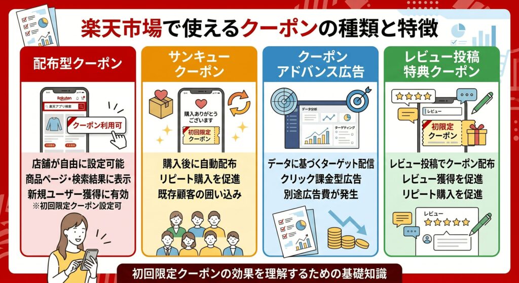 楽天市場で使えるクーポンの種類と特徴を整理