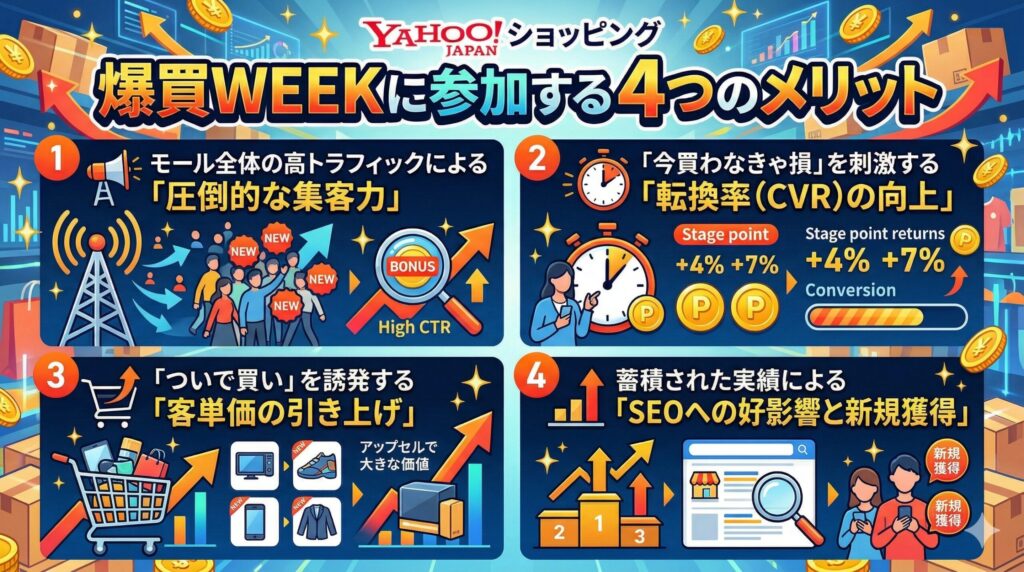 Yahoo!ショッピング「爆買WEEK」に参加する4つのメリット