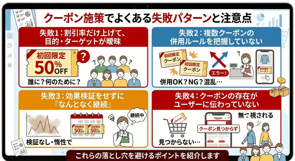 クーポン施策でよくある失敗パターンと注意点