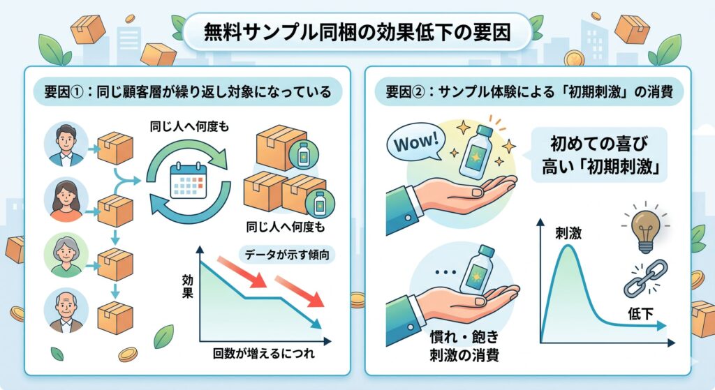 なぜ無料サンプル同梱の効果が弱まっていったのか