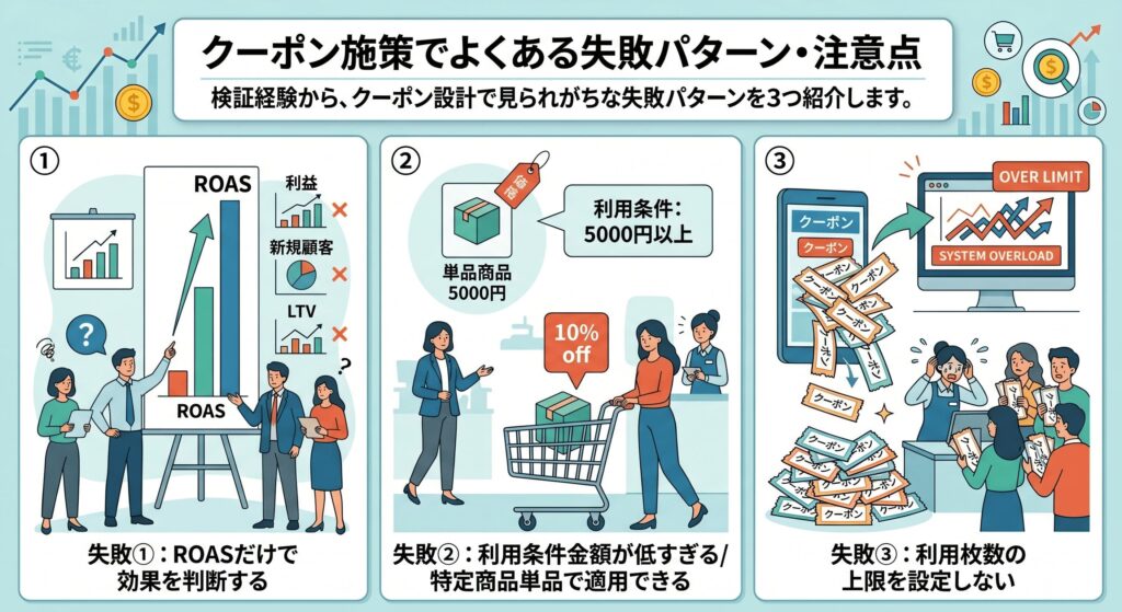 クーポン施策でよくある失敗パターン・注意点