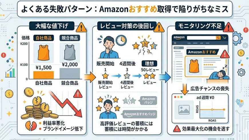 よくある失敗パターン：Amazonおすすめ取得で陥りがちなミス