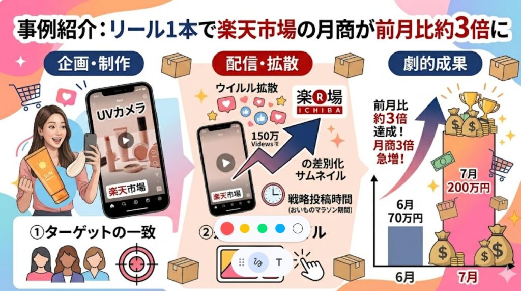事例紹介：リール1本で楽天市場の月商が前月比約3倍に