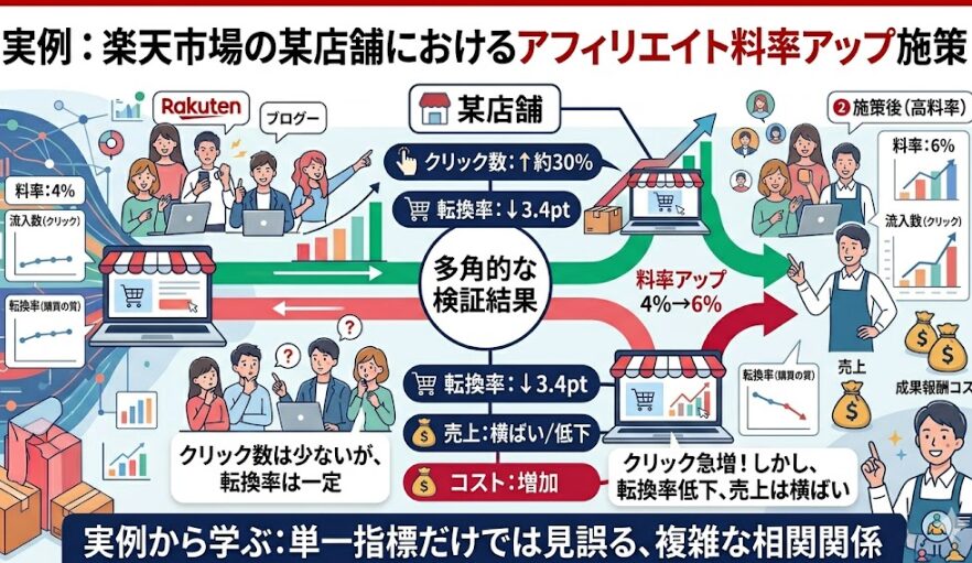 実例：楽天市場の某店舗におけるアフィリエイト料率アップ施策