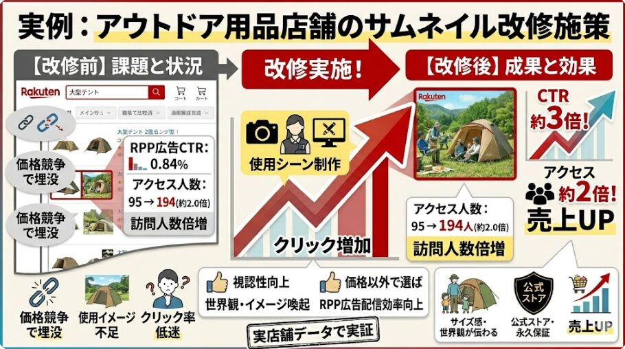 実例：アウトドア用品店舗のサムネイル改修施策