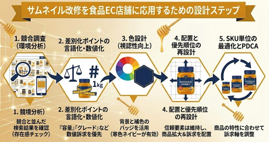 サムネイル改修を食品EC店舗に応用するための設計ステップ