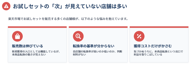 お試しセットは売れているのに本商品へのクロスセルが見えない店舗は多い