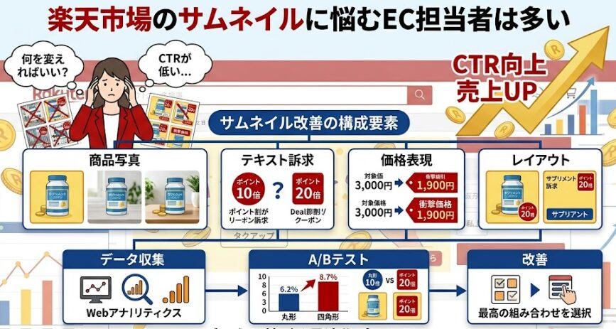 楽天市場のサムネイルに悩むEC担当者は多い