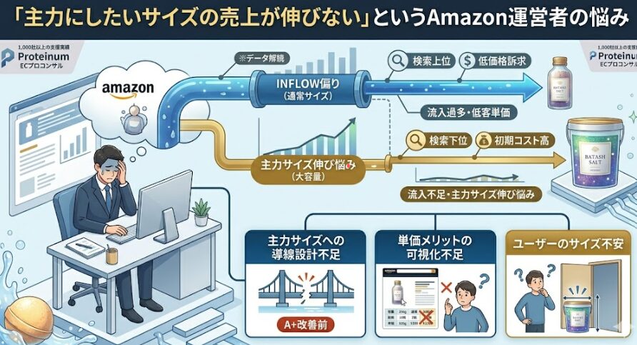 「主力にしたいサイズの売上が伸びない」というAmazon運営者の悩み