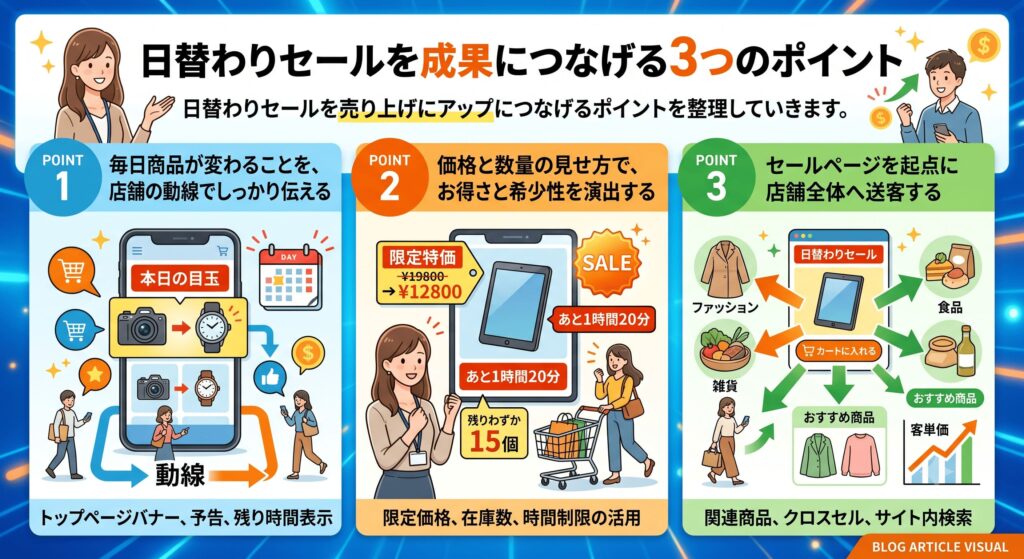 日替わりセールを成果につなげる3つのポイント