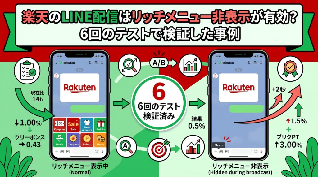 楽天のLINE配信はリッチメニュー非表示が有効？6回のテストで検証した事例