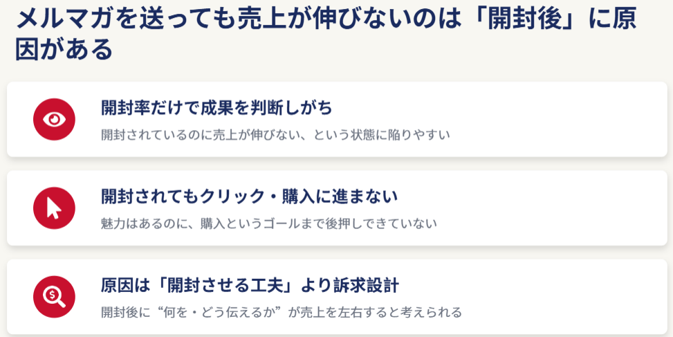 メルマガを送っても売上が伸びないのは「開封後」に原因があるかもしれません